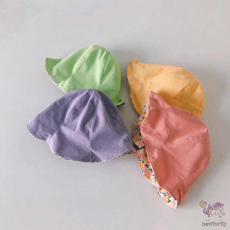 Mũ rộng vành in họa tiết hoa đáng yêu cho bé gái