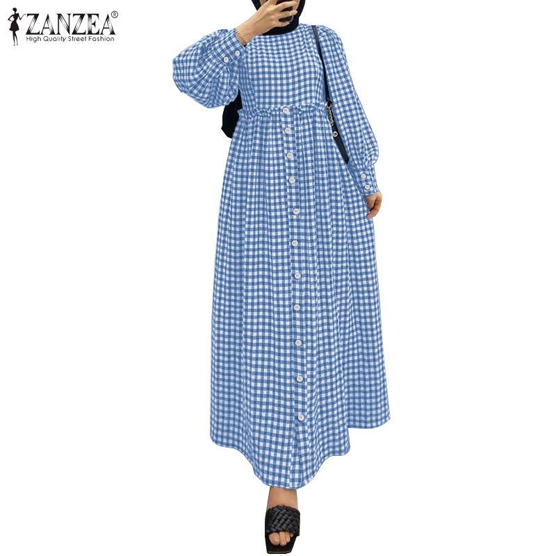 Đầm Maxi Zanzea dài tay in họa tiết độc đáo phong cách Hồi Giáo Retro dành cho nữ