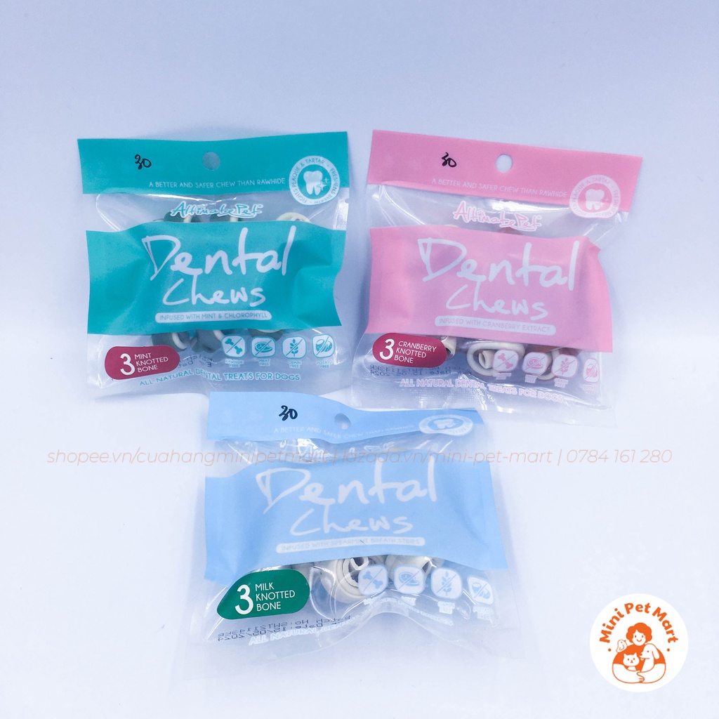 Xương gặm sạch răng thơm miệng cho chó dạng khúc xương ALTIMATE PET DENTAL CHEW (3 thanh) - vị bạc hà, sữa, cranberry