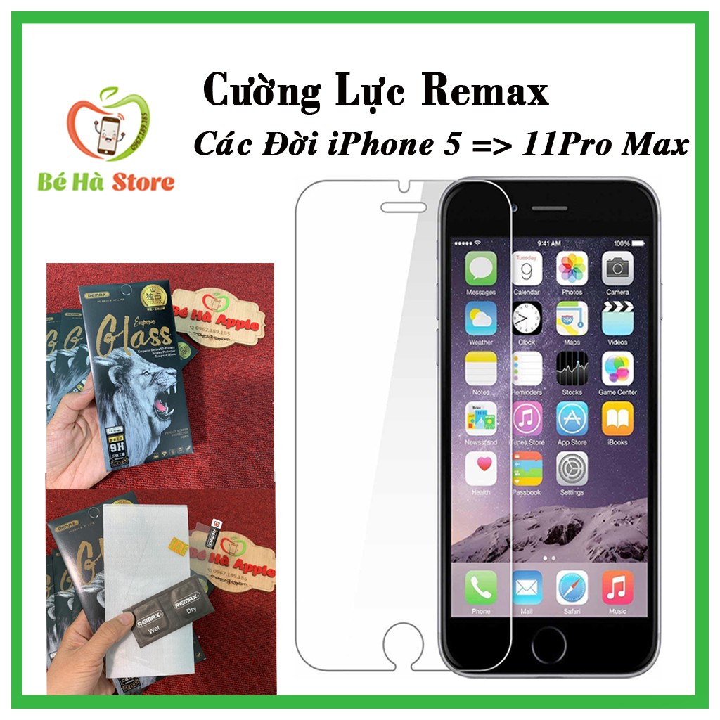 Kính Cường Lực Remax 9H 0.1mm Dùng Cho Các Đời iPhone 6.7.8.6Plus.X.Xr.11Promax.12.12Promax.13.13promax