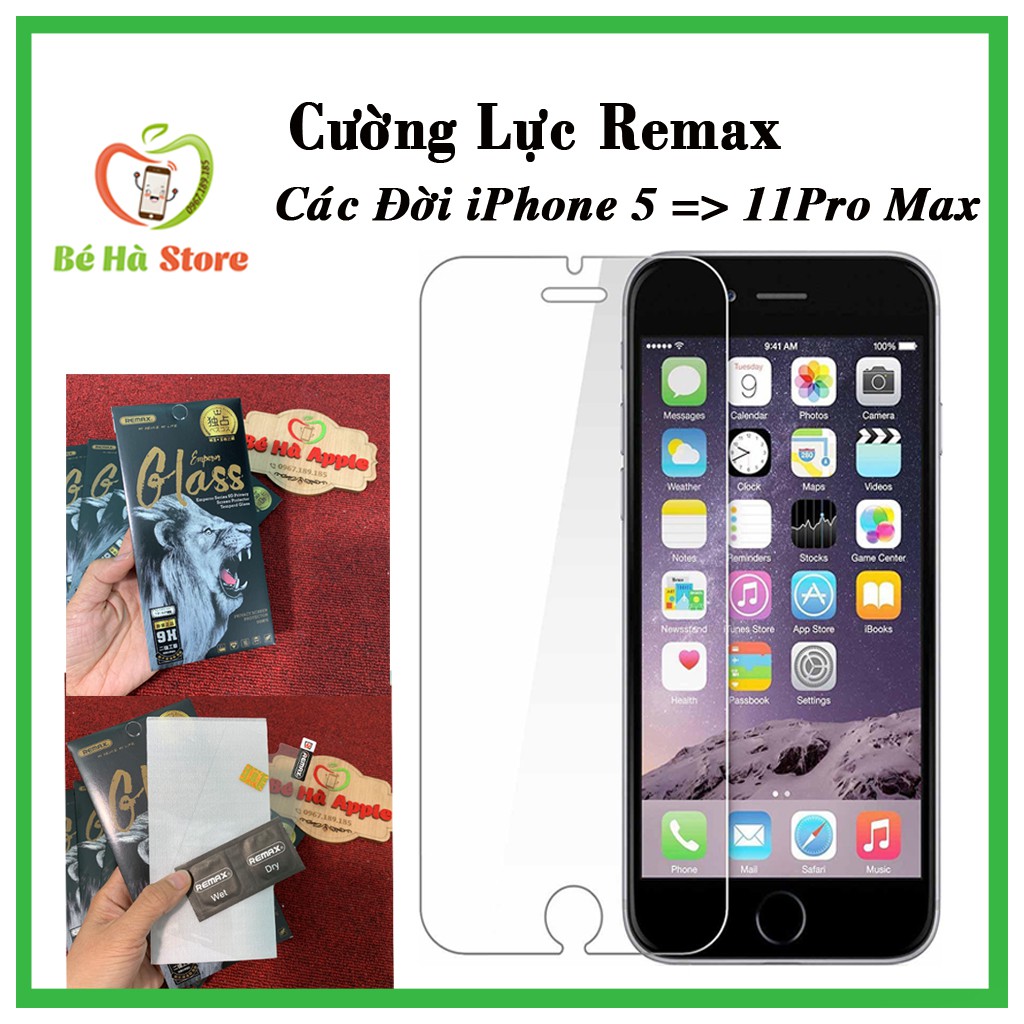 Kính Cường Lực Remax 9H 0.1mm Dùng Cho Các Đời iPhone 5 => 11 Pro Max