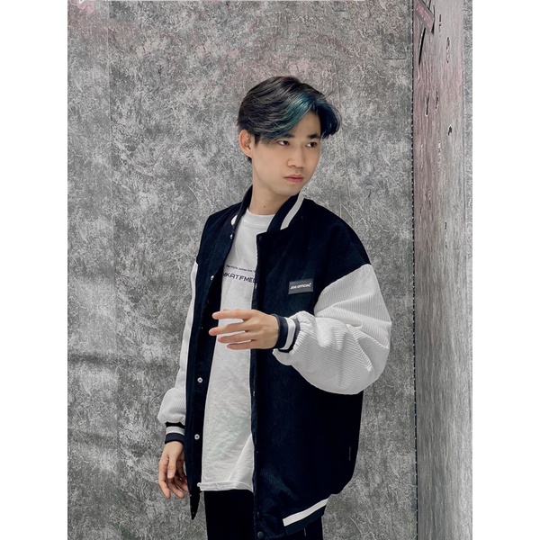 Áo Khoác Varsity Jacket JOG Basic Unisex Nam Nữ Form Rộng Chất Nhung Tăm 3 Lớp