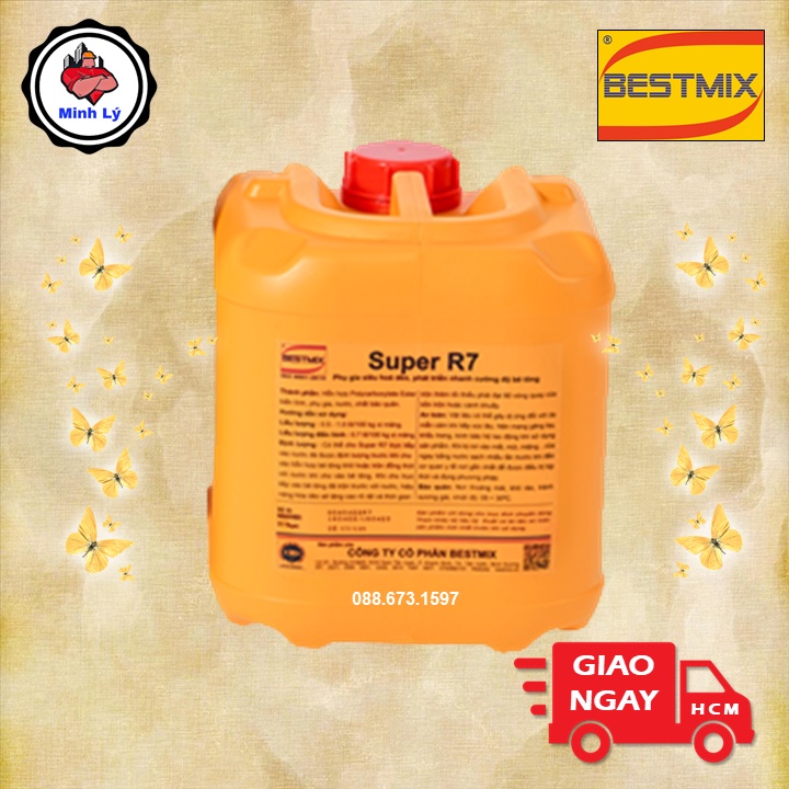 [Hỏa Tốc] Can 5 Lít Phụ Gia Siêu Dẻo Super R7 Tăng Cường Độ Cho Bê Tông Bestmix Tương Đương Với Sikament R-7 N Hãng Sika