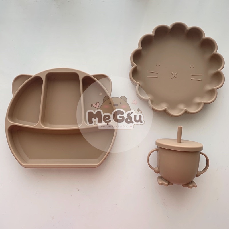 Khay ăn dặm silicone hình hoa có đế hít