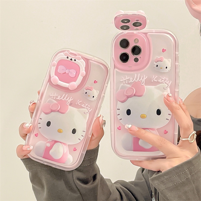 Ốp Điện Thoại Họa Tiết Hoạt Hình Mèo Dễ Thương Kèm Gương Trang Điểm Cho iPhone13 12promax 11 11promax X XR XSMAX 13promax