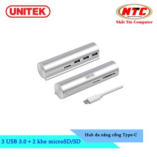 Bộ Chia 3 Cổng Type-C USB 3.0 + 2 Khe Cắm Thẻ SD/MicroSD Unitek Y3094