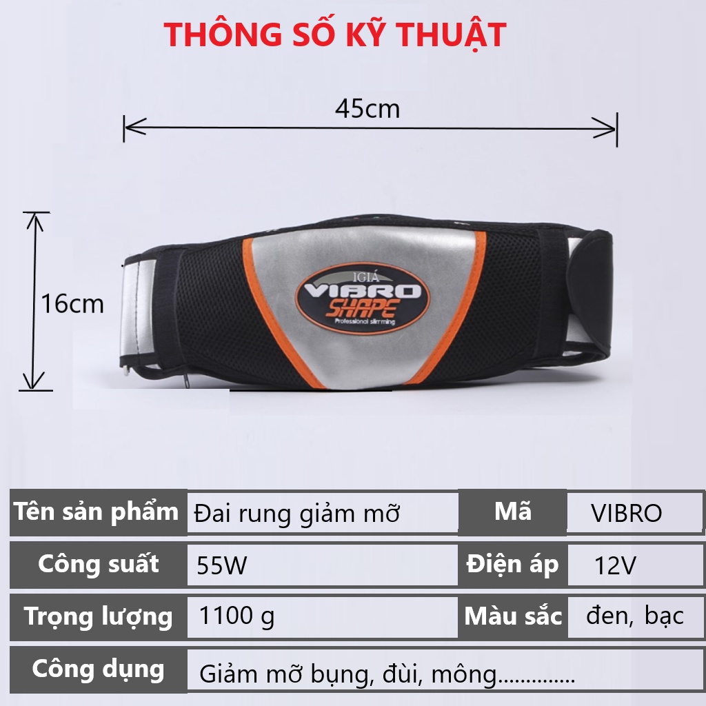 Đai Massage Giảm Mỡ Bụng Cao Cấp, Đai Giảm Mỡ Bụng Vibro Shape, Máy massage bụng hiệu quả cao