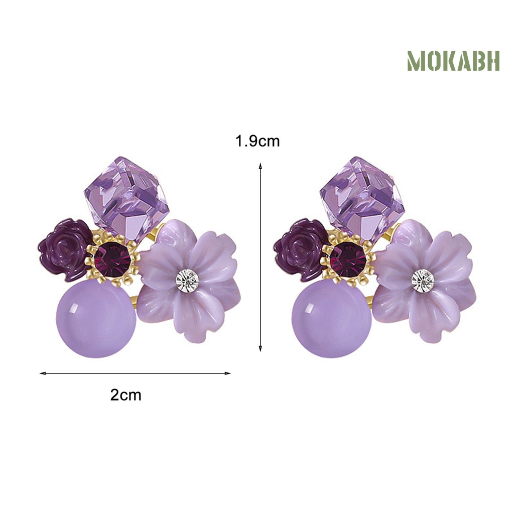 1 Đôi Bông Tai Hình Hoa Tím Đính Đá Thời Trang Dành Cho Nữ