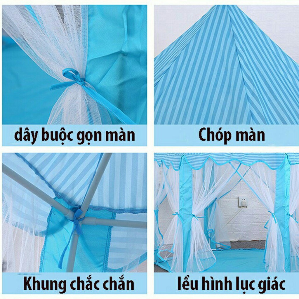 Lều rèm công chúa hoàng tử hình lục giác cho bé yêu
