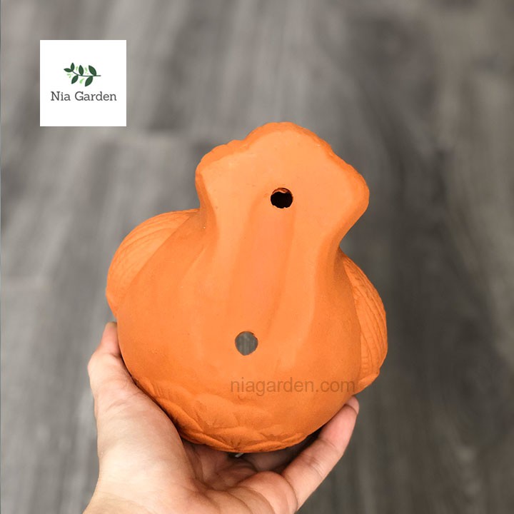 Chậu cú mèo đất nung trồng sen đá xương rồng mini cú banh tròn Nia Garden N4