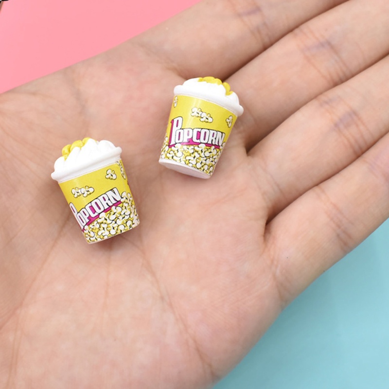 1 Đôi Bông Tai Hình Ly Bắp Rang Bơ Bằng Resin Thủ Công Vui Nhộn Dành Cho Bạn Gái