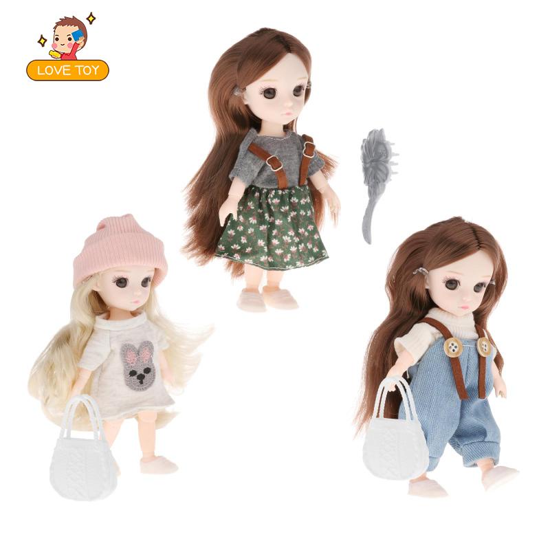 [whgirl]Fashion 13 Flexible Ball Jointed ,1/8 BJD Doll with Clothes Shoes Long Hair,Dress up Accessor,Baby Doll Toy Gift