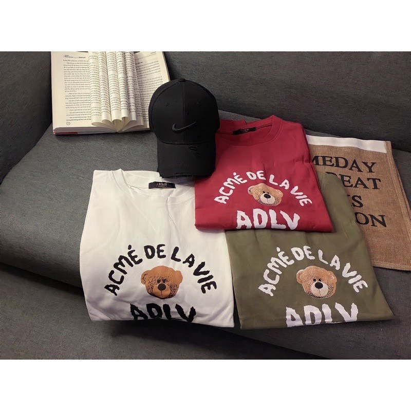 Áo Phông ADLV In Hình Gấu Teddy Bear Gấu Tay lỡ , Áo Thun ADLV Form Rộng Chất Phông Khô Thoáng Mát