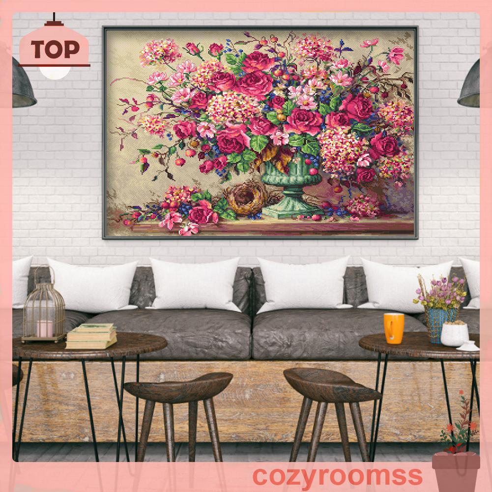 Bộ tranh thêu chữ thập DIY hình hoa hồng 11CT