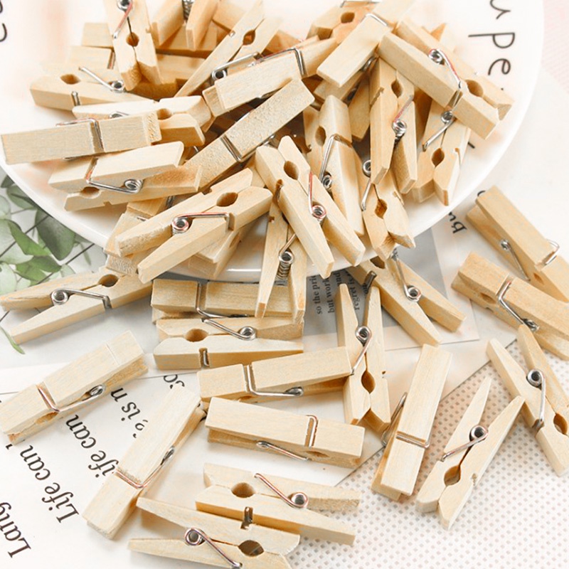 Set 50 kẹp gỗ màu sắc cổ điển dùng để treo ảnh trang trí tiệc