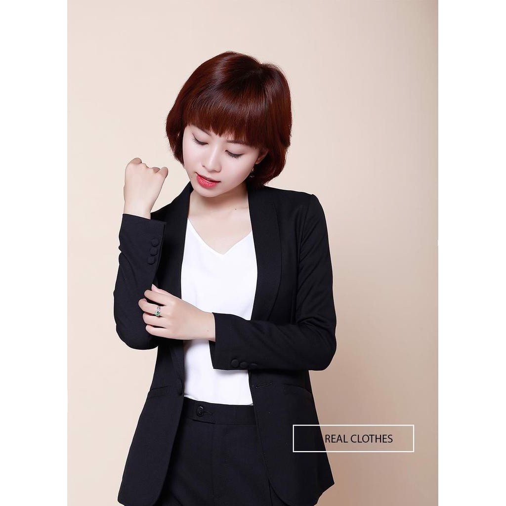 Blazer dài tay dài đen_REAL