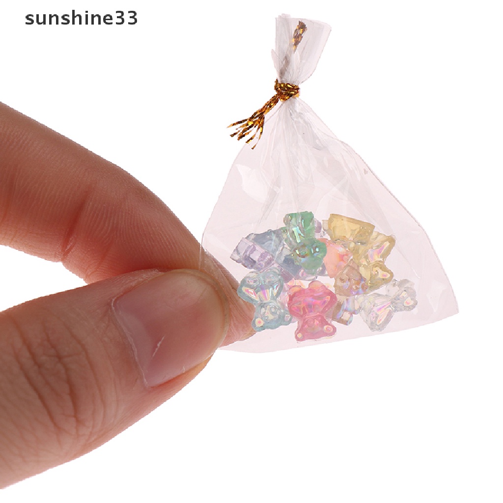 SU 12Pcs 1:12 Dollhouse Miniature Bear Candy Food Dessert Sugar Candy Kitchen Toy n