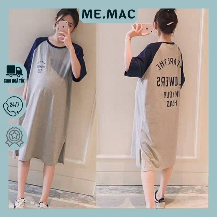 Váy bầu Cotton hàng QCCC có xẻ ngực - kiểu dáng trẻ trung năng động - váy áo bà bâu MeMac sale