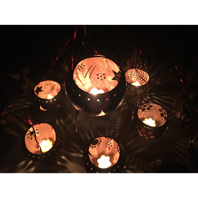 Set 5 lồng đèn gáo dừa thủ công