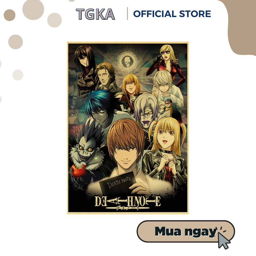 Poster anime Truyện Tranh Nhật Bản death note, bóc dán cực nhanh, in hình sắc nét