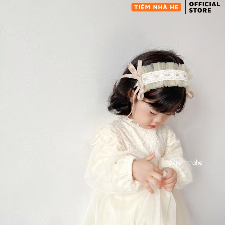 Bờm Tóc Nơ Ren Tiểu Thư Phong Cách Hàn Quốc Cho Bé Phụ Kiện Sinh Nhật Công Chúa Tiệm Nhà He