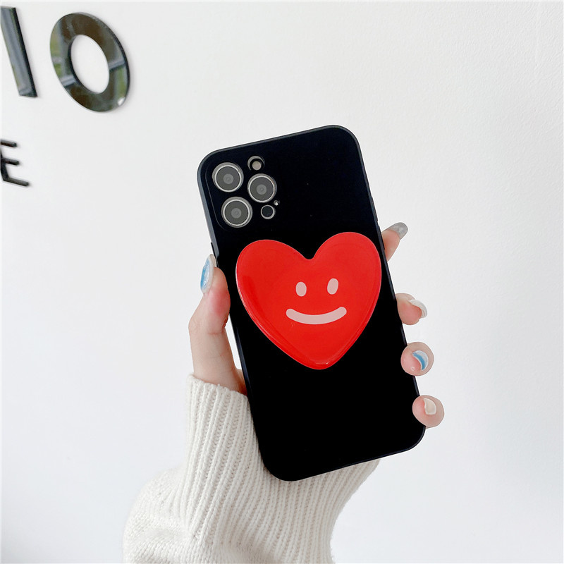 Ốp điện thoại TPU có nút đỡ hình emoji màu đỏ cho iphone 11 pro 11promax iphone 7 8 plus iphone x xr xsmax 12promax