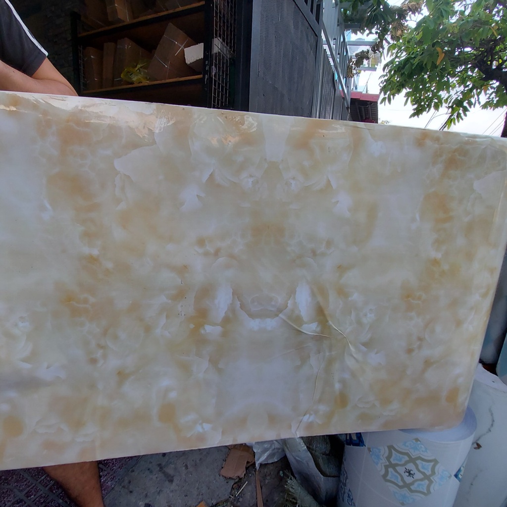 Decal tráng nhôm dán bếp ĐÁ HOA CƯƠNG VÂN MÂY khổ 60cm có keo sẵn - giá bán 1 mét