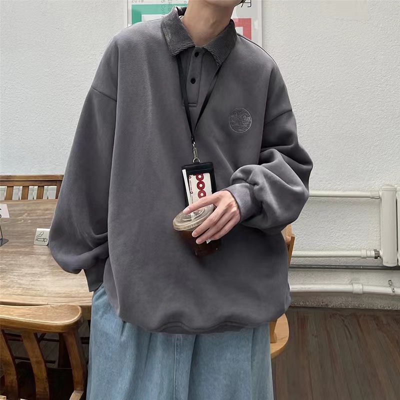 Áo Thun Polo Dáng Rộng Màu Trơn In Họa Tiết Hoạt Hình Phong Cách Hàn Quốc Thời Trang 2022 Cho Nam Và Nữ