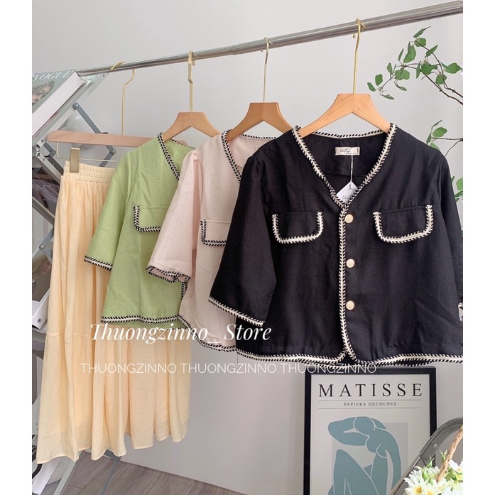 [Ảnh thật/Video] Áo mongtogi 156 có túi khuy trắng cổ V thiết kế  2 túi sang chảnh Hàn Quốc Áo len