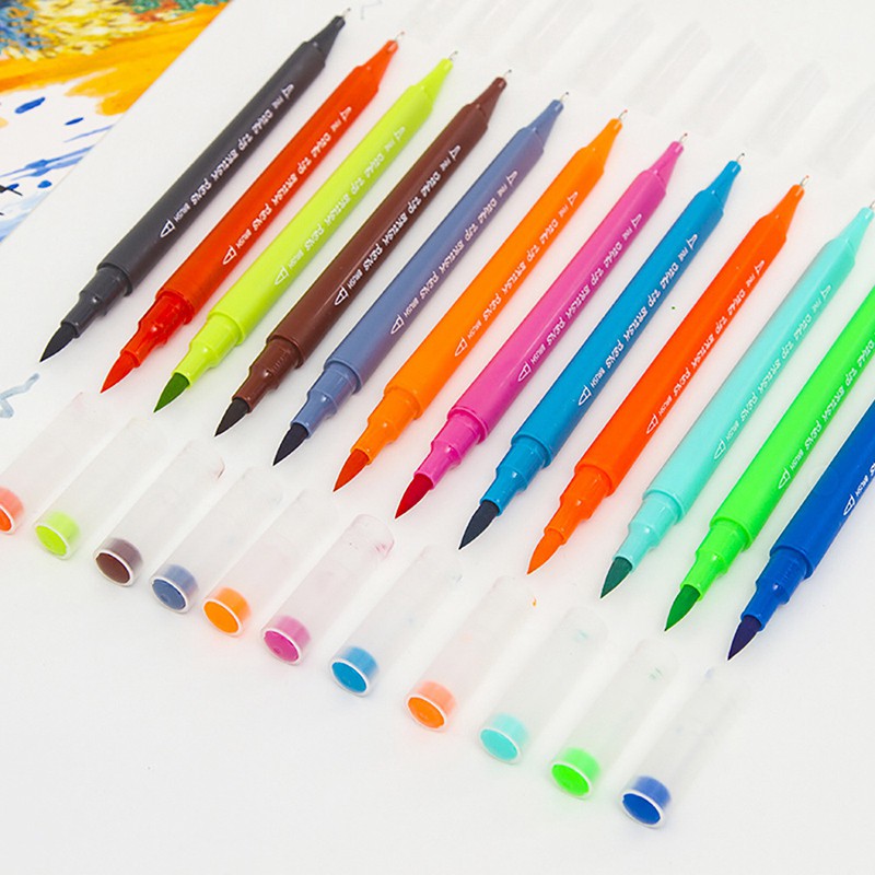 【FS】48 Color Twin Marker Journal Pens Double Tip Head Watercolor Pen #8
