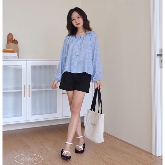 Quần short nữ, quần đùi cạp chun vải đũi - Homie Short - ufo.thebasic