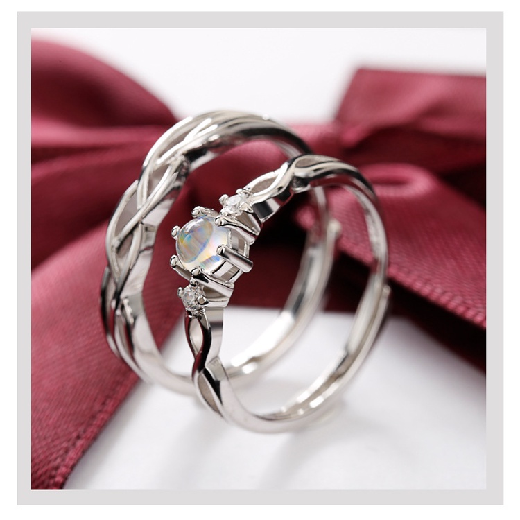 Nhẫn Đeo Tay Bạc 925 Đính Đá Mặt Trăng Thời Trang Cho Cặp Đôi