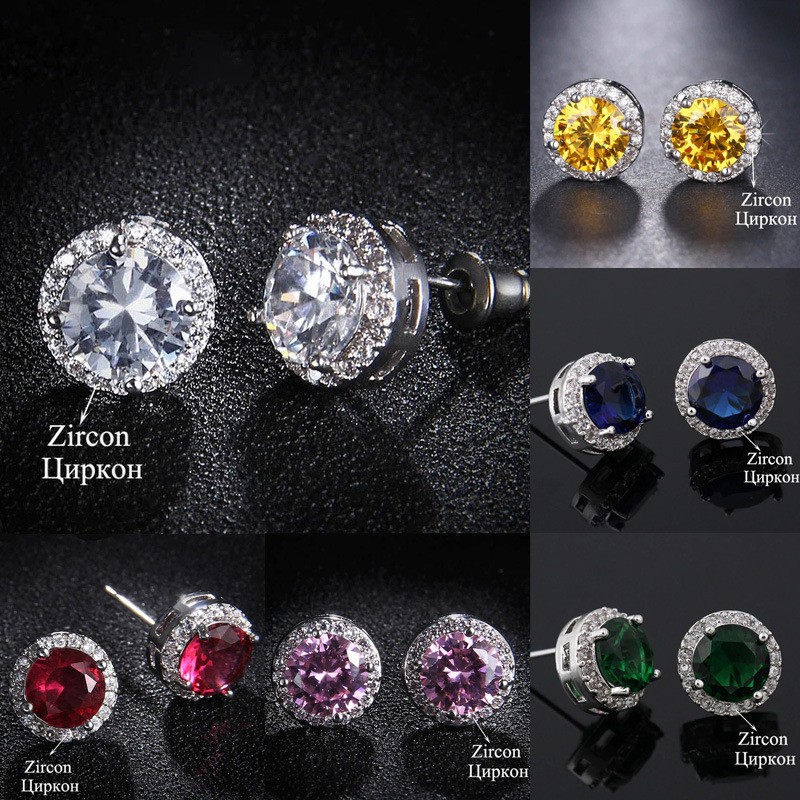 Earrings classic wild round color zircon earrings ladies fashion accessories wholesale
