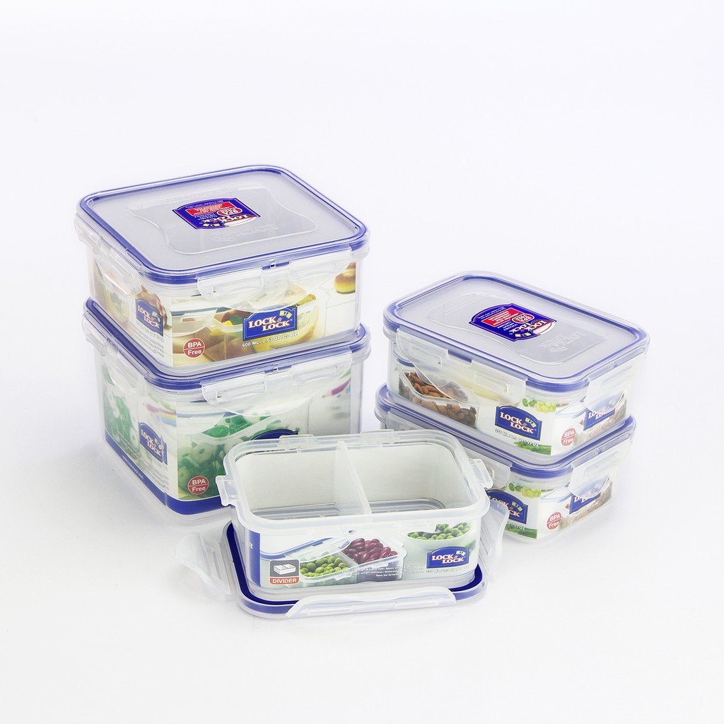 Bộ 5 hộp nhựa đựng thực phẩm Lock&Lock Classic HPL855S5 - Hàng Chính Hãng, Dùng Được Trong Máy Rửa Chén - JoyMall
