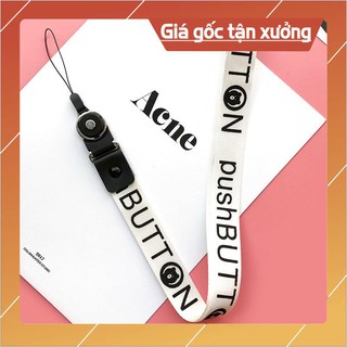 Dây đeo cổ dt trắng button gấu đen chốt tròn