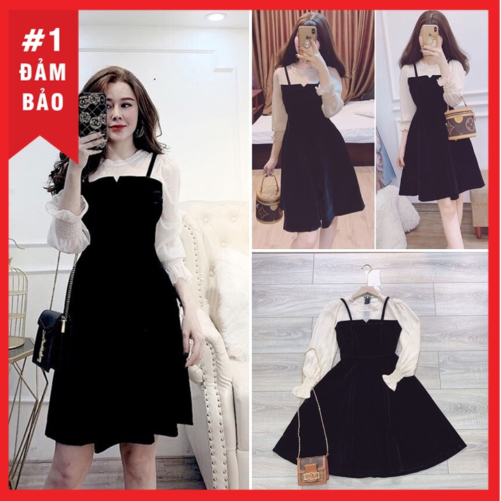 Đầm xòe yếm tiểu thư nhẹ nhàng, đầm dự tiệc, dạo phố đủ size 30 đến 72kg - A200 | BigBuy360 - bigbuy360.vn