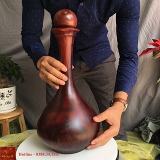 Bình Phú Quý Gỗ Cẩm Tự Nhiên Gia Lai Đường Kính 22cm Cao 40cm