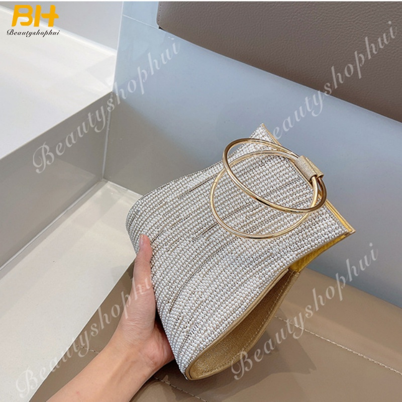 Túi Đeo Chéo Vai Đính Đá Và Ngọc Trai Thời Trang 2022 Dành Cho Nữ Phong Cách Âu Mỹ