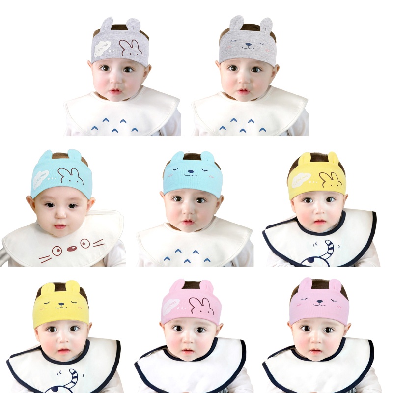 Mũ Beanie Hở Chóp Co Giãn Hình Thỏ / Gấu Hoạt Hình Dễ Thương Cho Bé