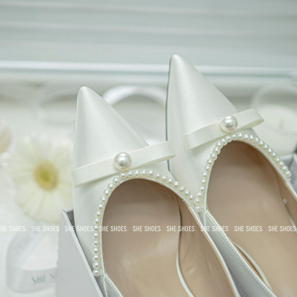 Giày cưới ♥️♥️ Giày cao gót trắng cô dâu cao cấp, độc quyền bởi SHE SHOES - GC07027