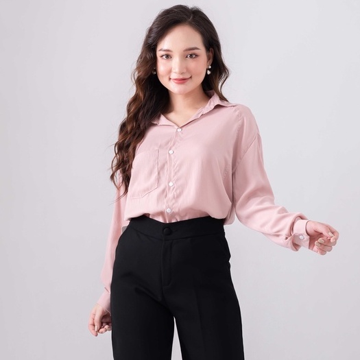 Áo sơ mi basic lụa tăm Ulzzang (hình thật, hàng có sẵn)