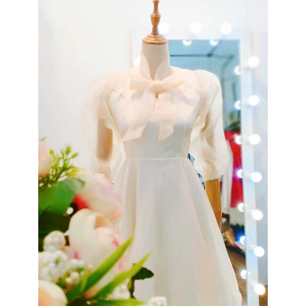Đầm dự tiệc buộc nơ cổ dáng xòe sang trọng bậc nhất [KÈM ẢNH THẬT] | BigBuy360 - bigbuy360.vn
