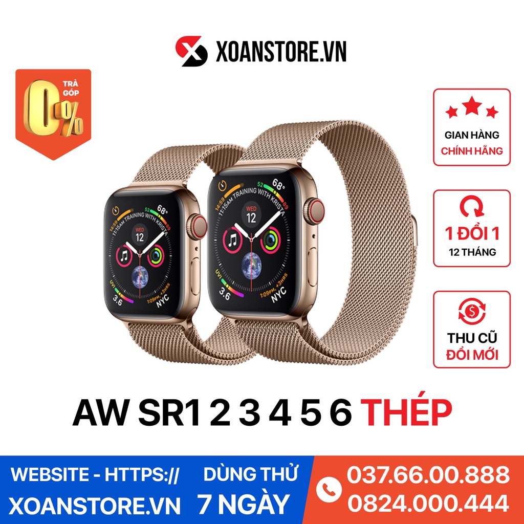 APPLE WATCH SERIES 1 2 3 4 5 6 thép 38mm 40mm 42mm 44mm giá rẻ mới 99% LỖI LÀ ĐỔI tại Xoăn Store