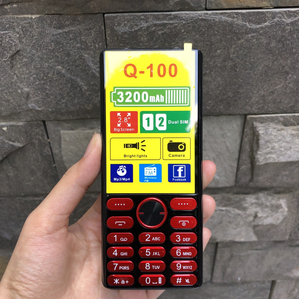 Điện Thoại Giá Rẻ Màn Hình Rộng 2.8inch Hỗ Trợ 2 SIM 1 Khe Thẻ Nhớ Pin 3200maH Bảo Hành 12 Tháng Q100