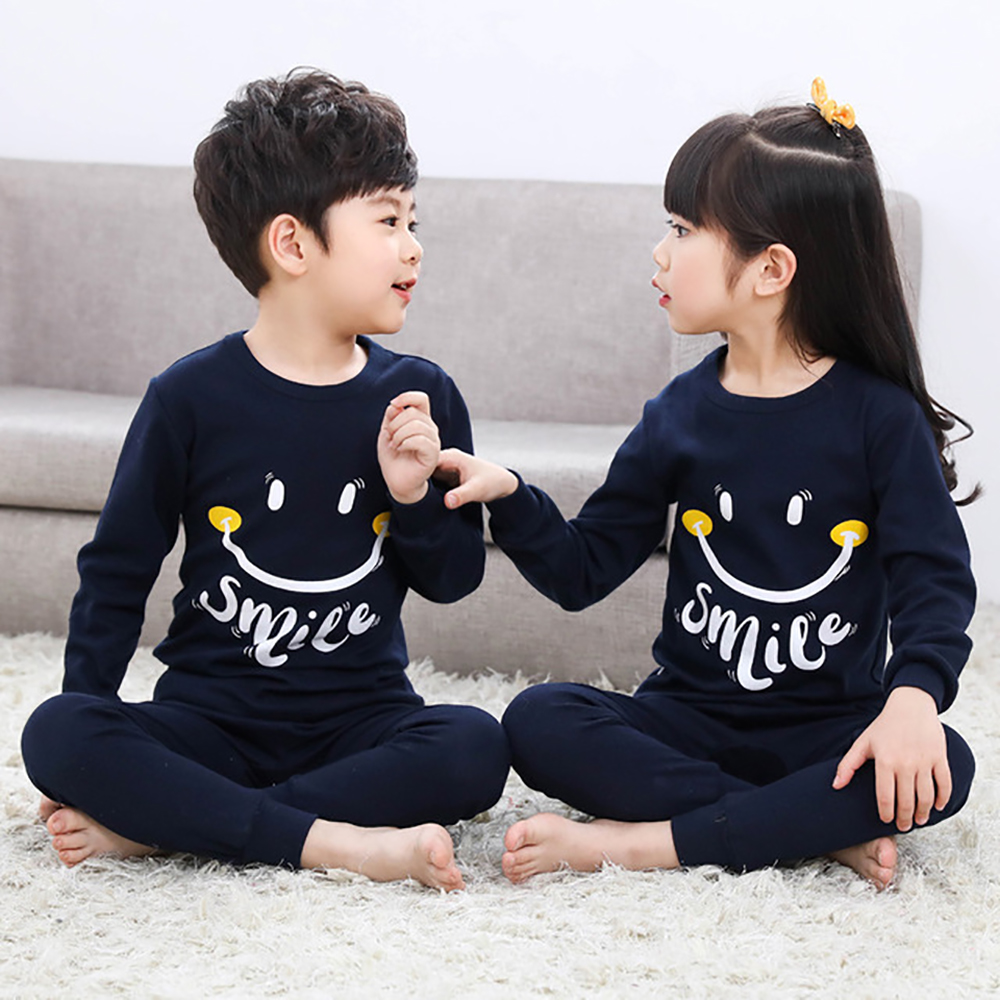 Cartoon Sleepwear Kids Boys Girls Long Sleeve Tops+Trouser 2PCS Pajama Set