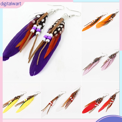 Đôi Khuyên Tai Dài Gắn Lông Vũ Thời Trang Cho Nữ