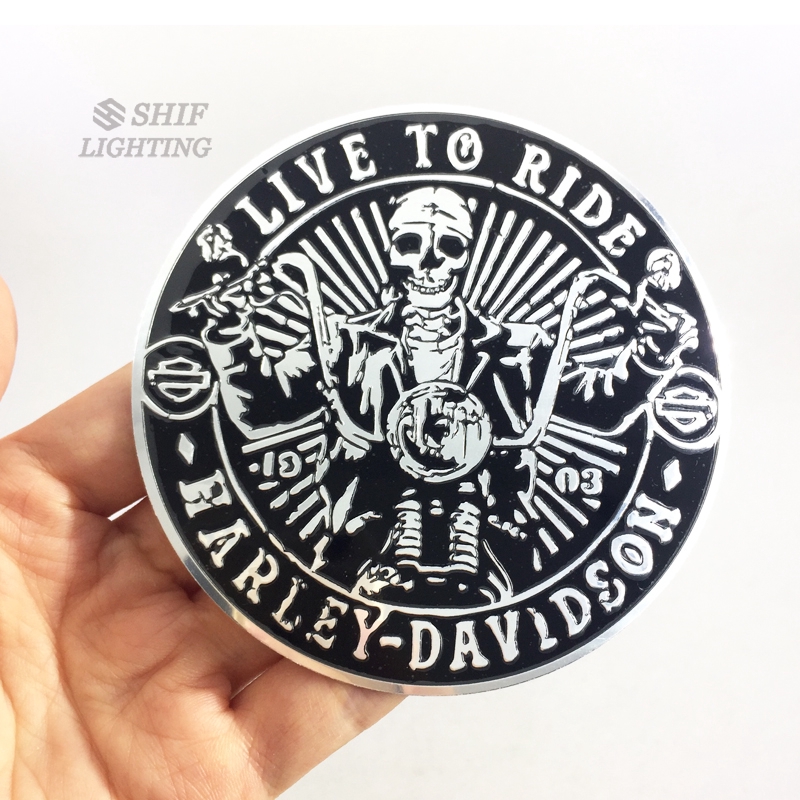 Hình dán nổi logo Harley Davidson bằng nhôm hình đầu lâu