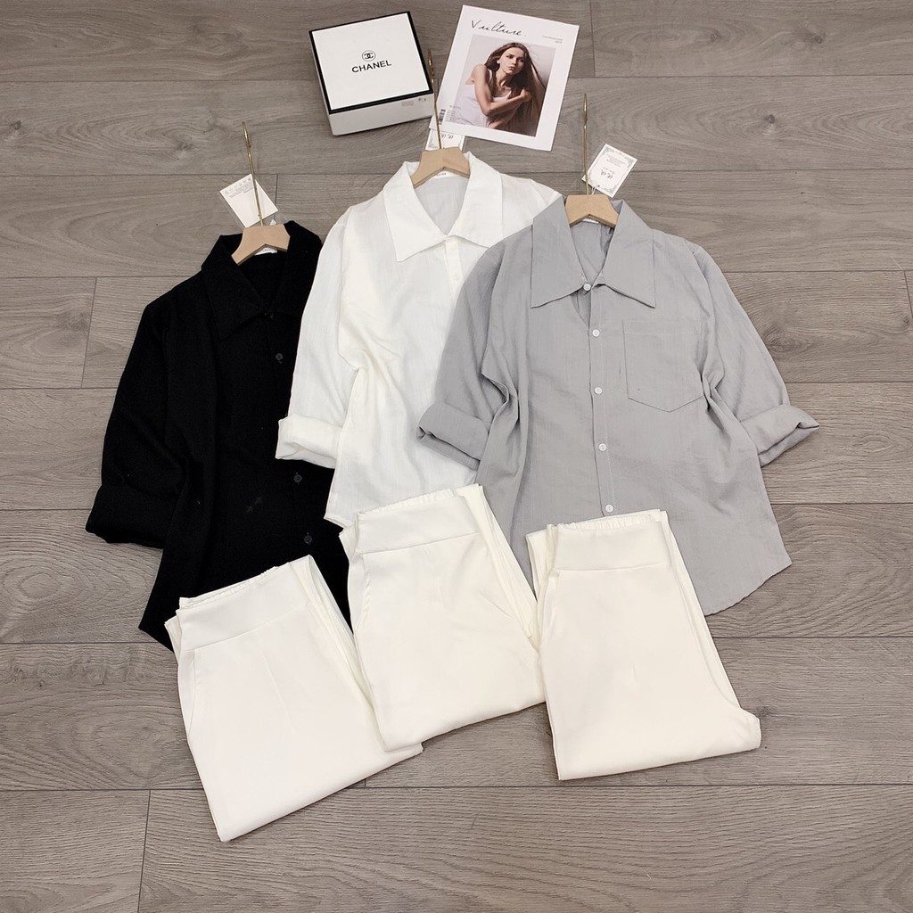 Bộ quần áo đũi nữ chất mát trẻ trung nhiều màu dáng suông Freesize, thời trang nữ changhongkong | BigBuy360 - bigbuy360.vn