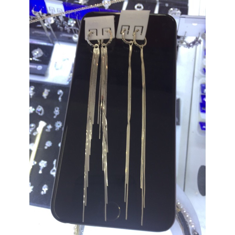 Khuyên tai lụa siêu dài bạc ta