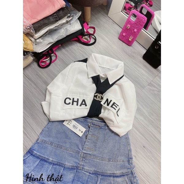 ÁO SƠ MI CROPTOP PHỐI CÀ VẠT